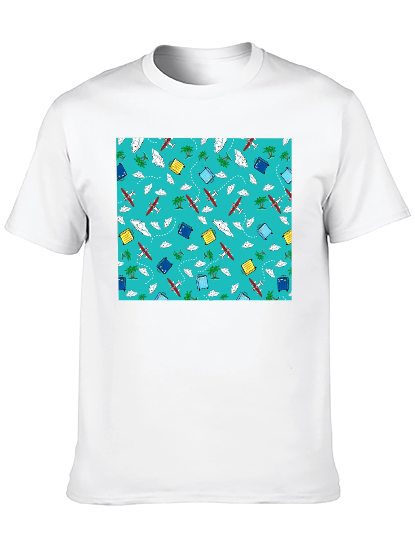 Travel Pattern Black T-Shirt