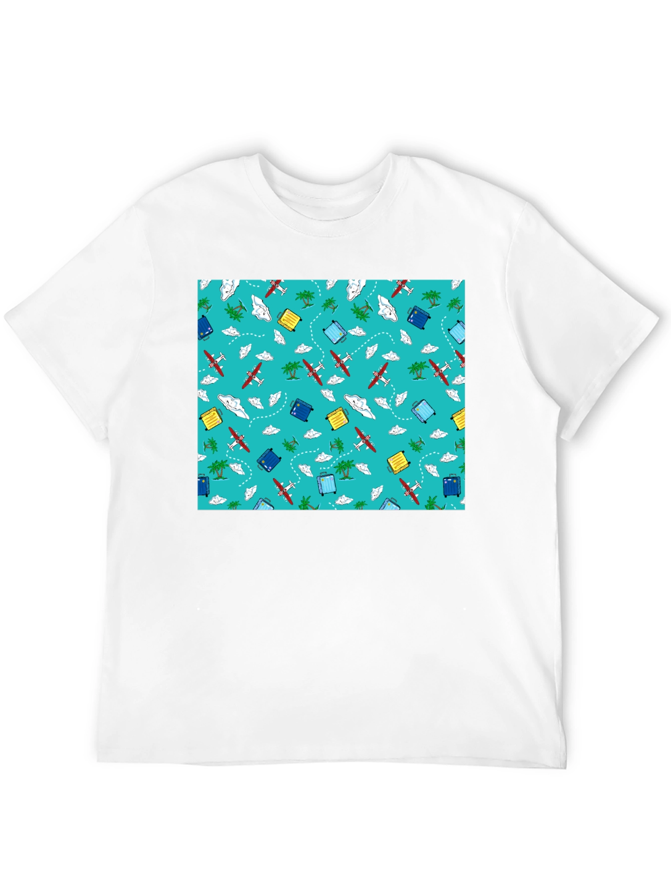 Travel Pattern Black T-Shirt