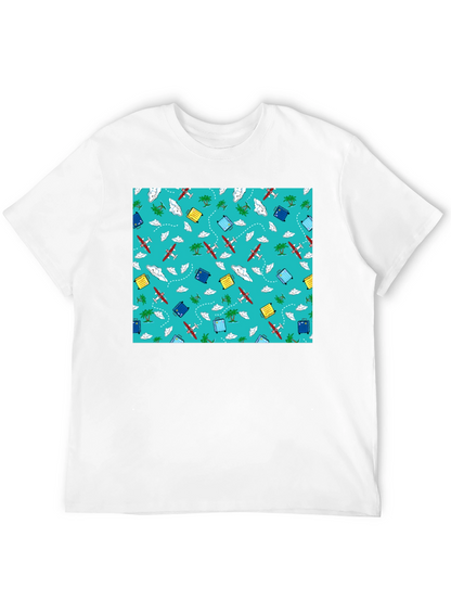 Travel Pattern Black T-Shirt