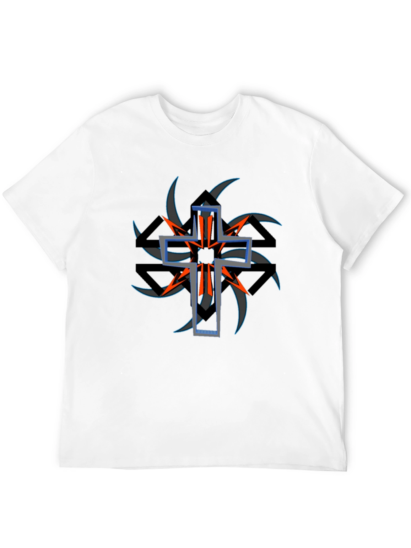 Edgy Cross Graphic Black Tee