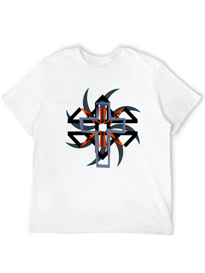 Edgy Cross Graphic Black Tee