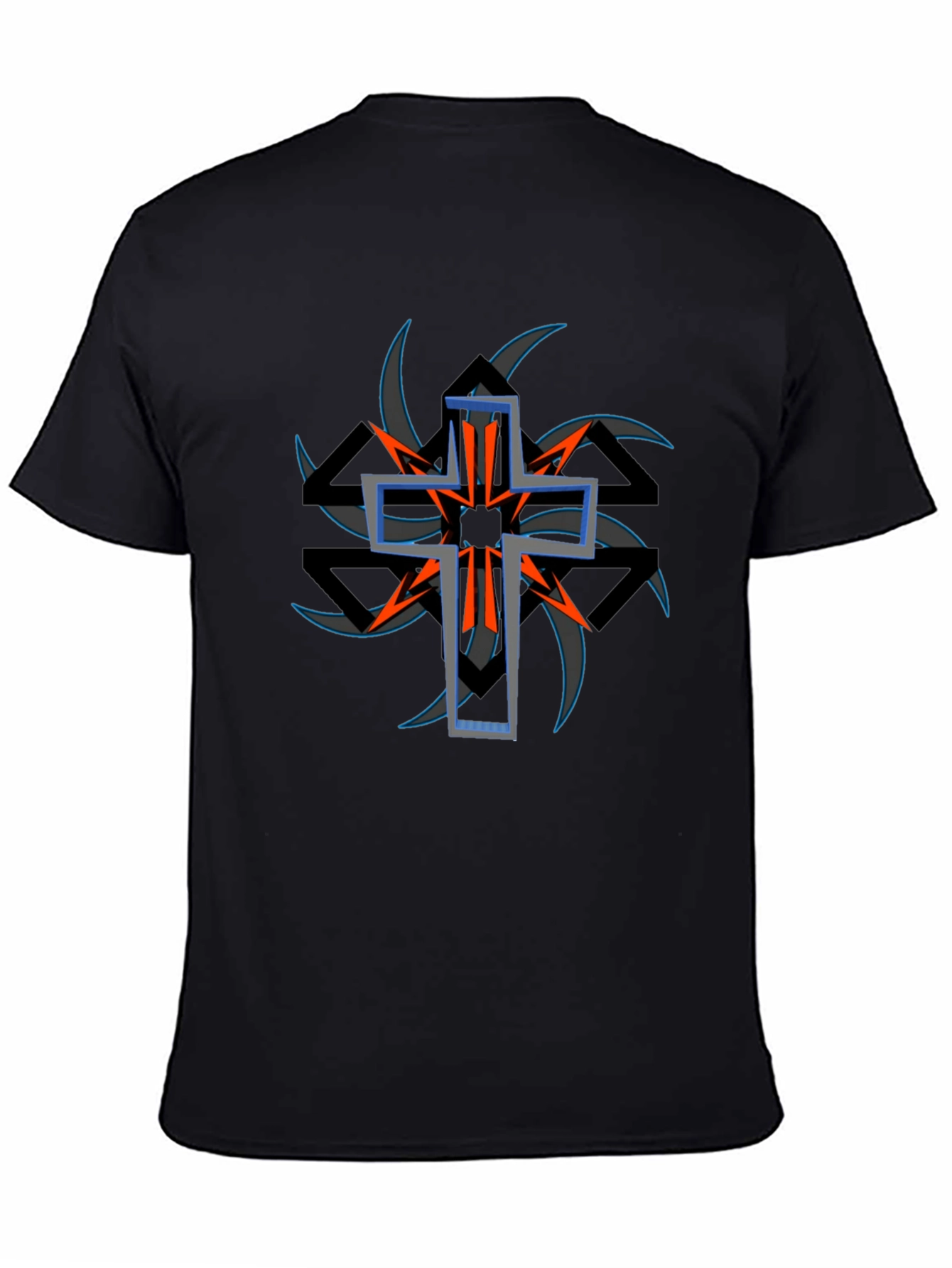 Edgy Cross Graphic Black Tee