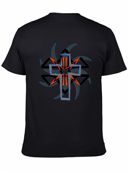 Edgy Cross Graphic Black Tee