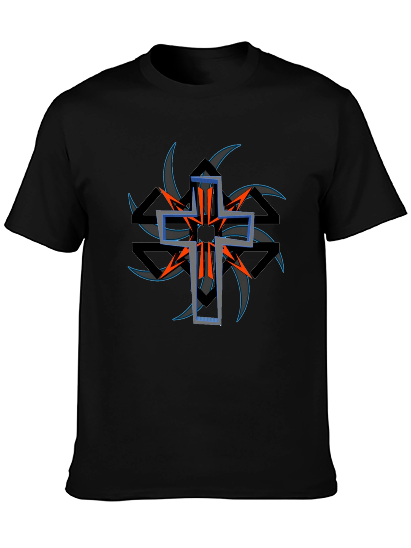 Edgy Cross Graphic Black Tee