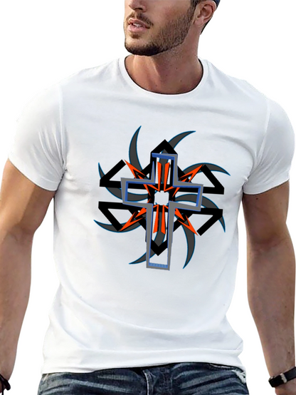Edgy Cross Graphic Black Tee