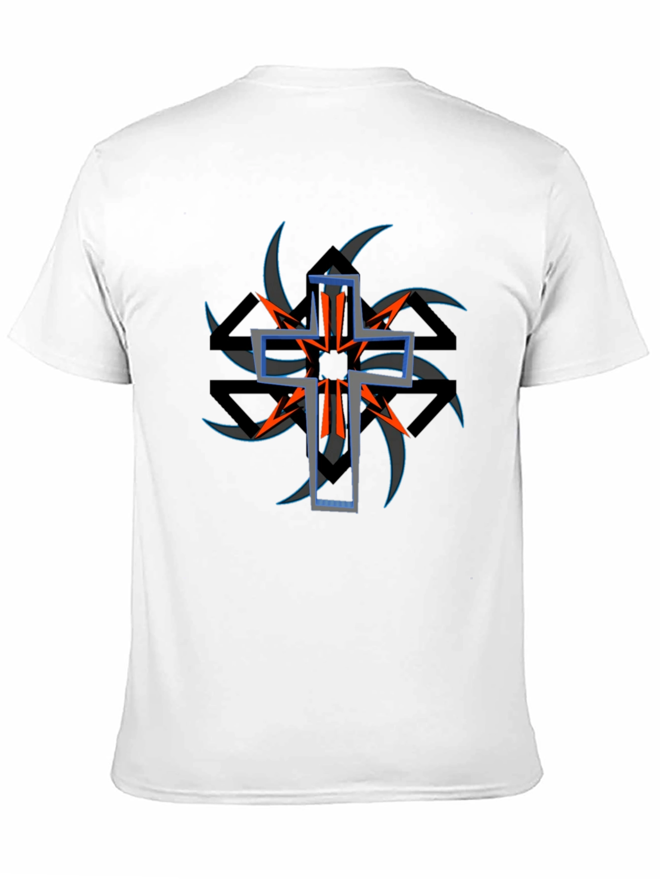 Edgy Cross Graphic Black Tee