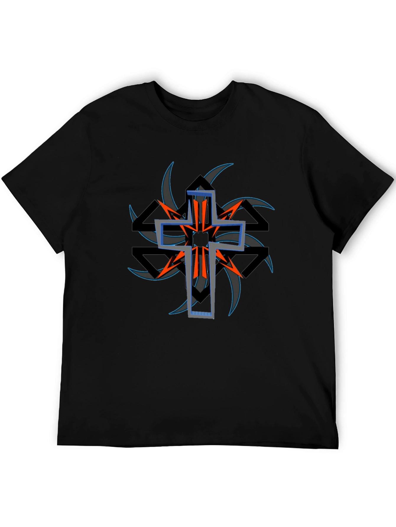 Edgy Cross Graphic Black Tee