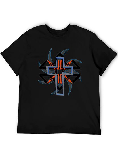 Edgy Cross Graphic Black Tee
