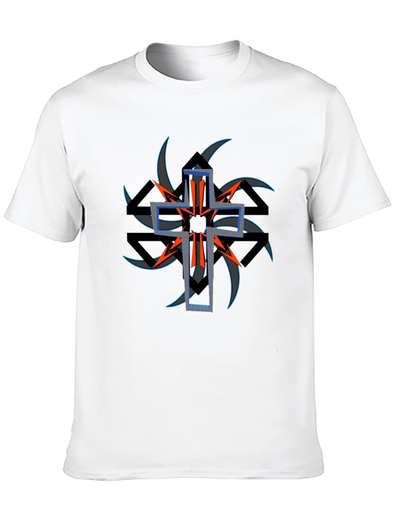 Edgy Cross Graphic Black Tee