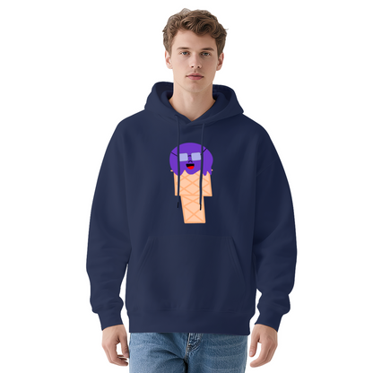 Purple Ice Cream Cone Hoodie with Face & Glasses