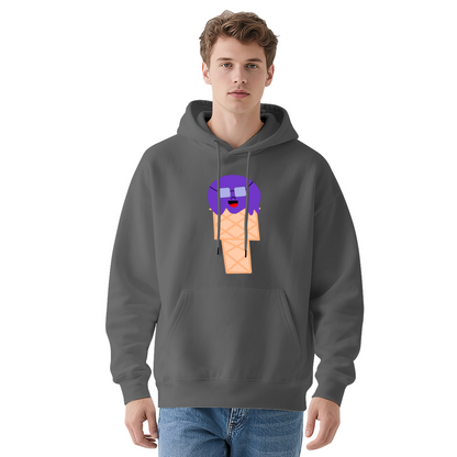 Purple Ice Cream Cone Hoodie with Face & Glasses