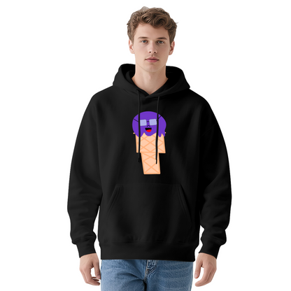 Purple Ice Cream Cone Hoodie with Face & Glasses