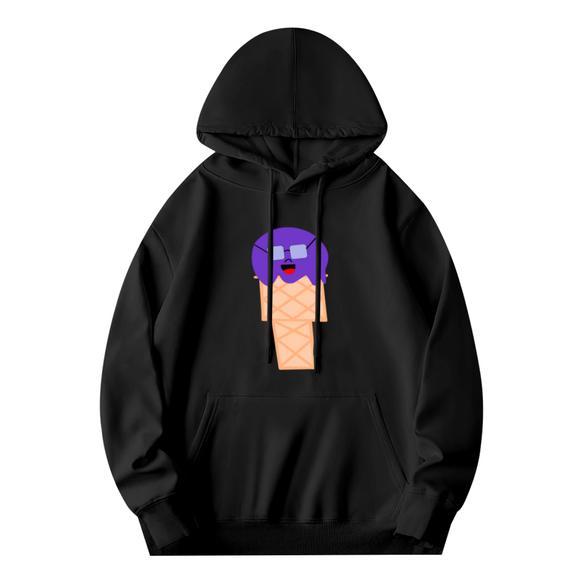 Purple Ice Cream Cone Hoodie with Face & Glasses