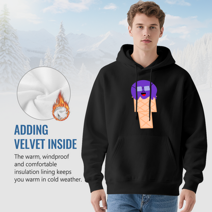Purple Ice Cream Cone Hoodie with Face & Glasses