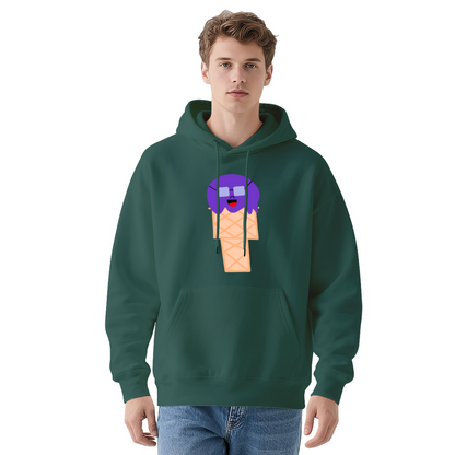 Purple Ice Cream Cone Hoodie with Face & Glasses