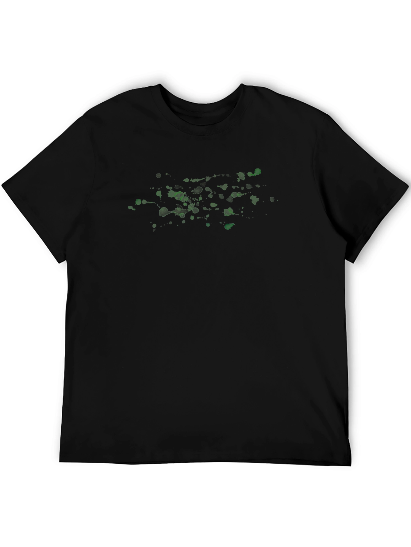 Black T-Shirt with Green Splatter Design