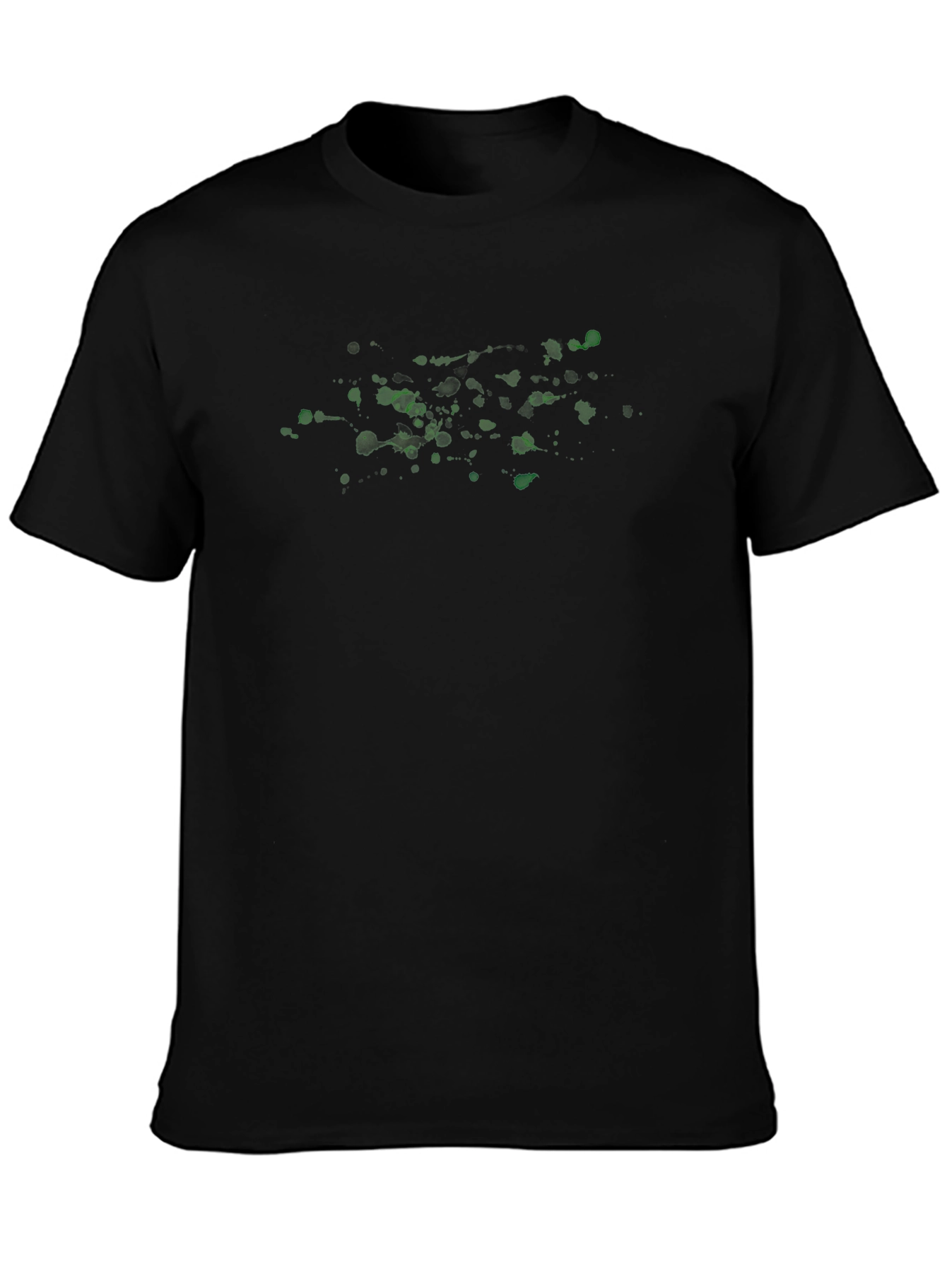 Black T-Shirt with Green Splatter Design