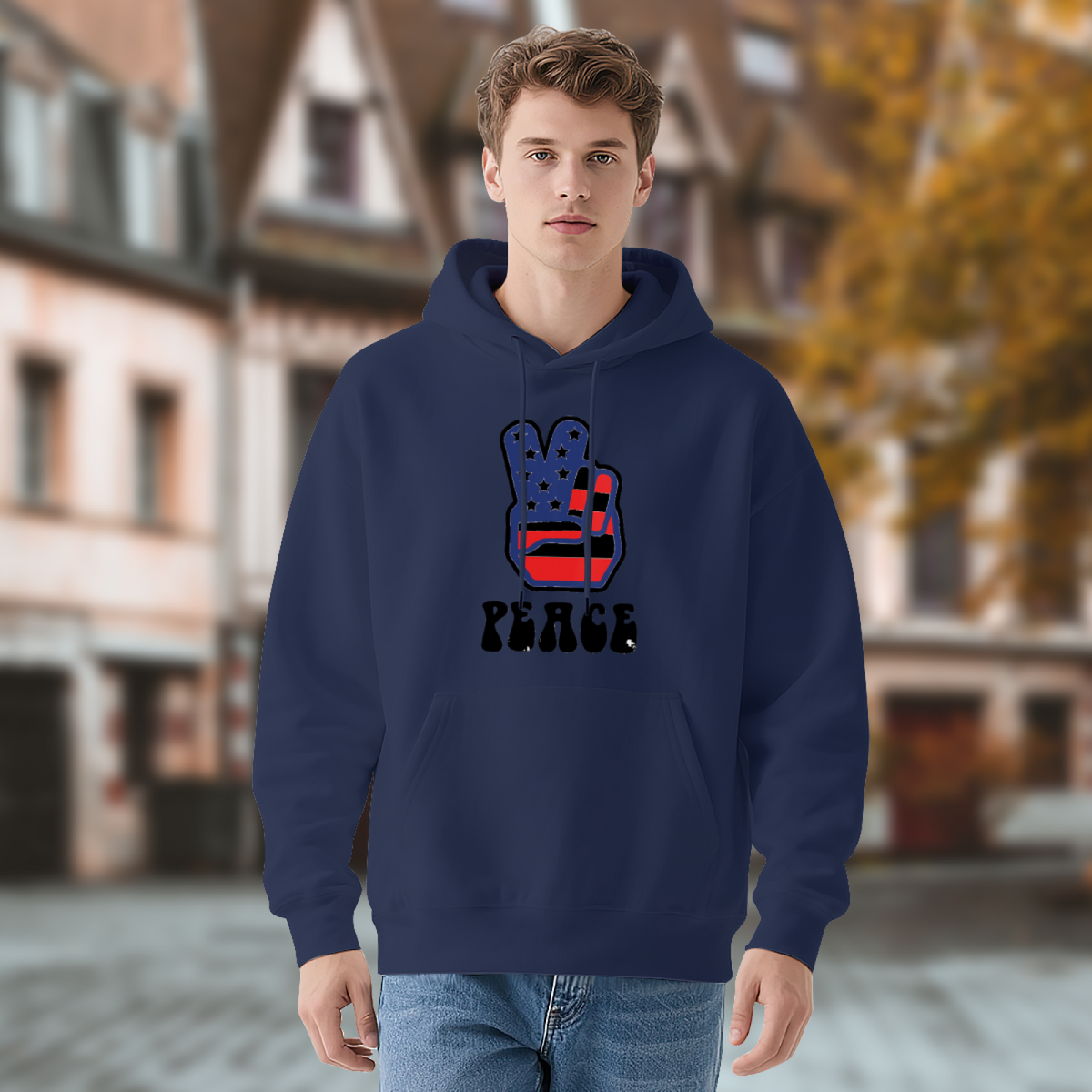 Patriotic American Flag Peace Sign Hoodie