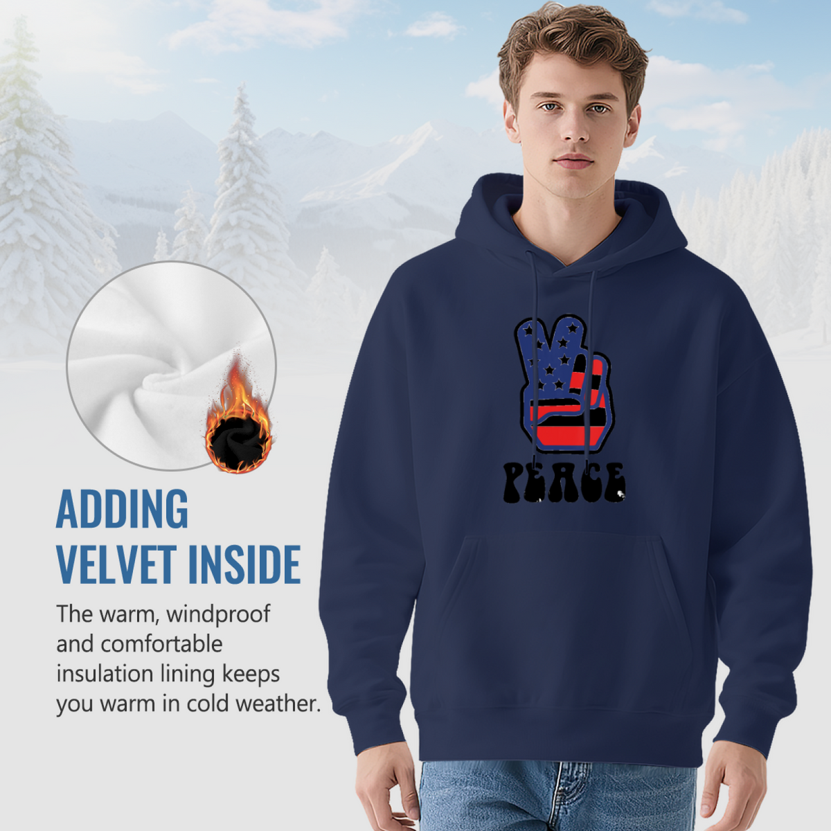 Patriotic American Flag Peace Sign Hoodie