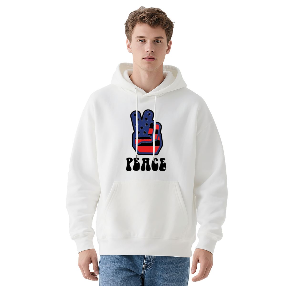 Patriotic American Flag Peace Sign Hoodie