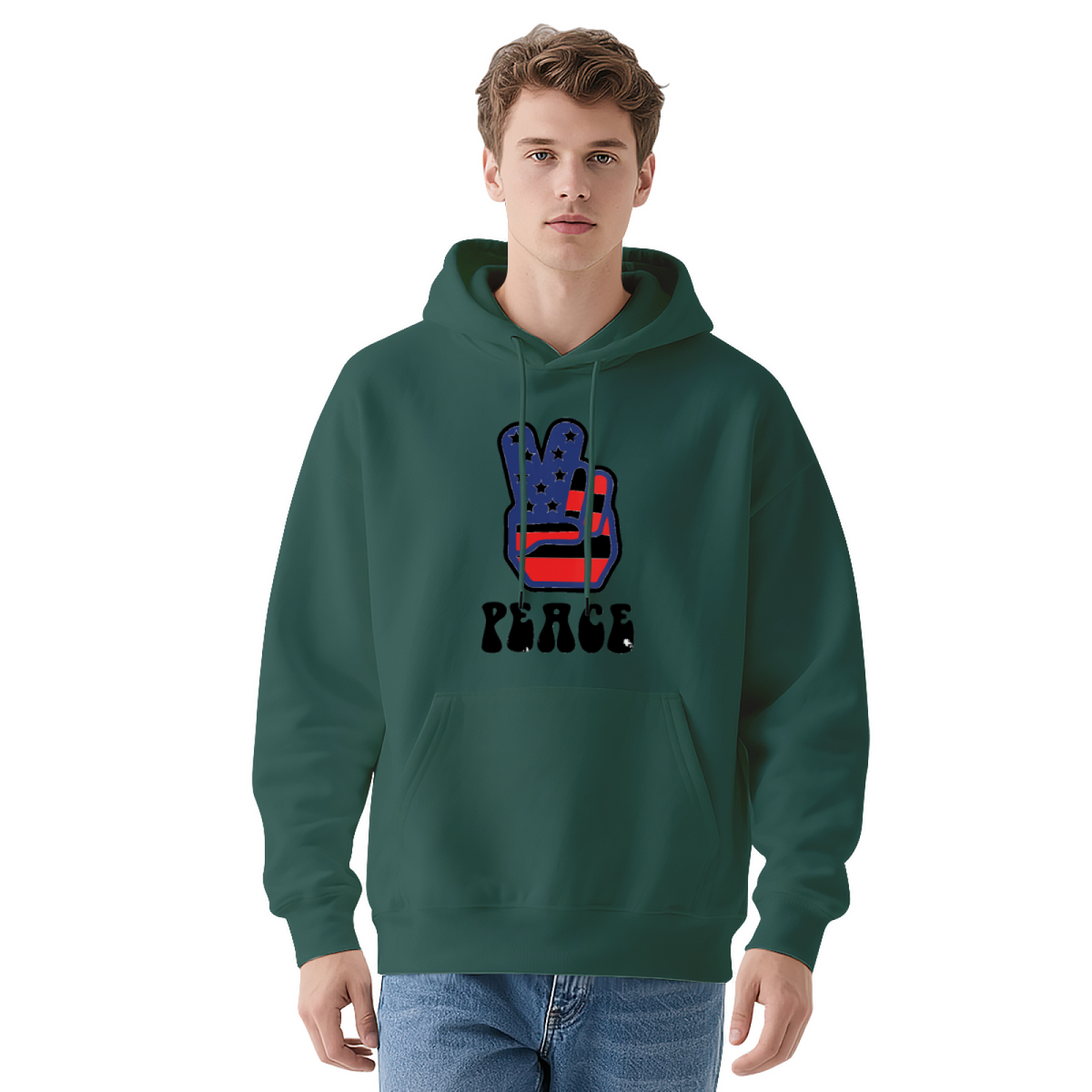 Patriotic American Flag Peace Sign Hoodie