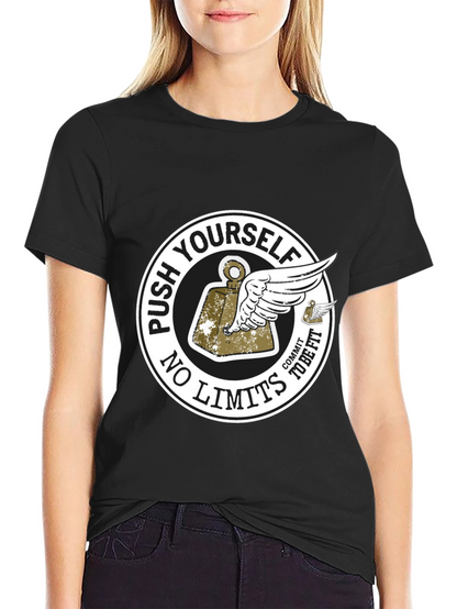 Push Yourself Black Graphic T-Shirt