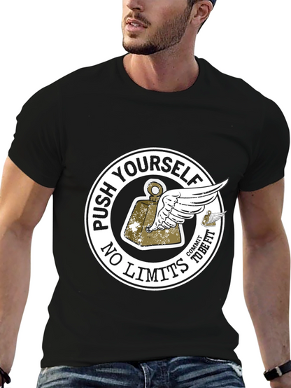 Push Yourself Black Graphic T-Shirt