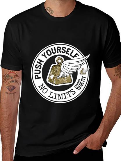 Push Yourself Black Graphic T-Shirt