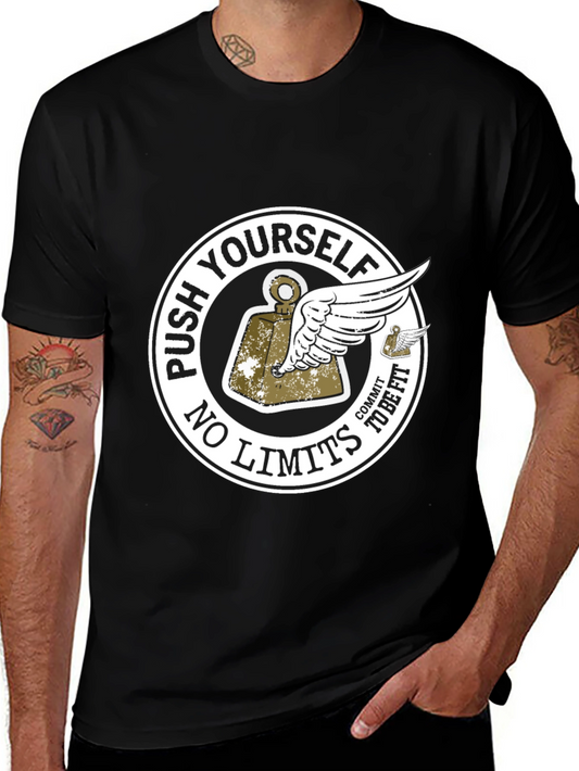 Push Yourself Black Graphic T-Shirt