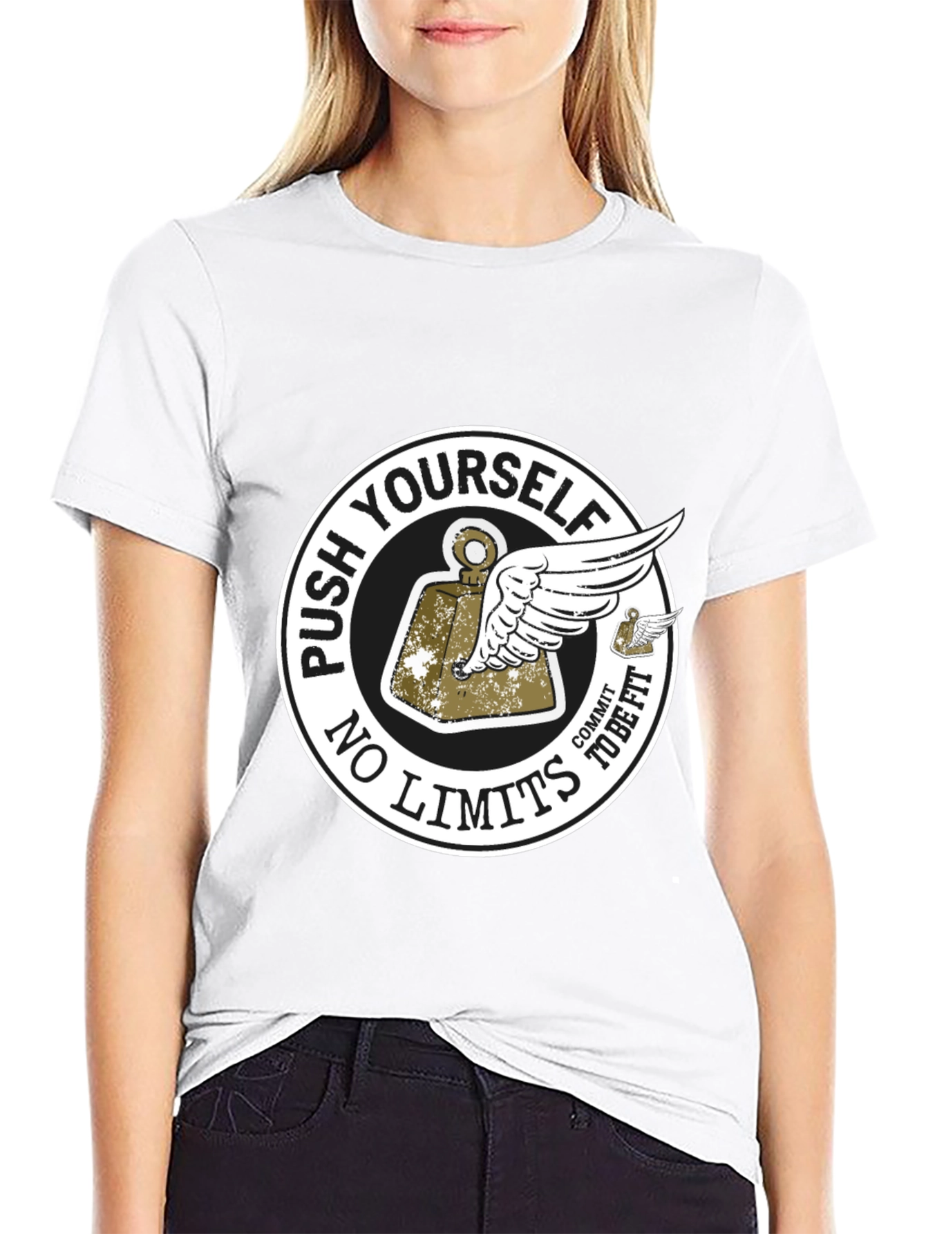 Push Yourself Black Graphic T-Shirt