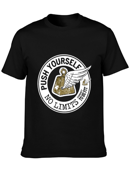 Push Yourself Black Graphic T-Shirt
