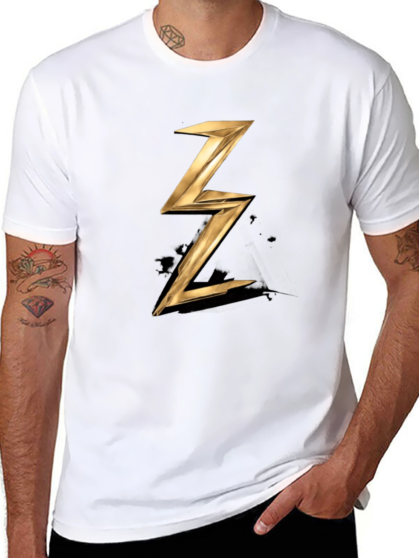 Golden Lightning Bolt T-Shirt - Stylish Graphic Tee