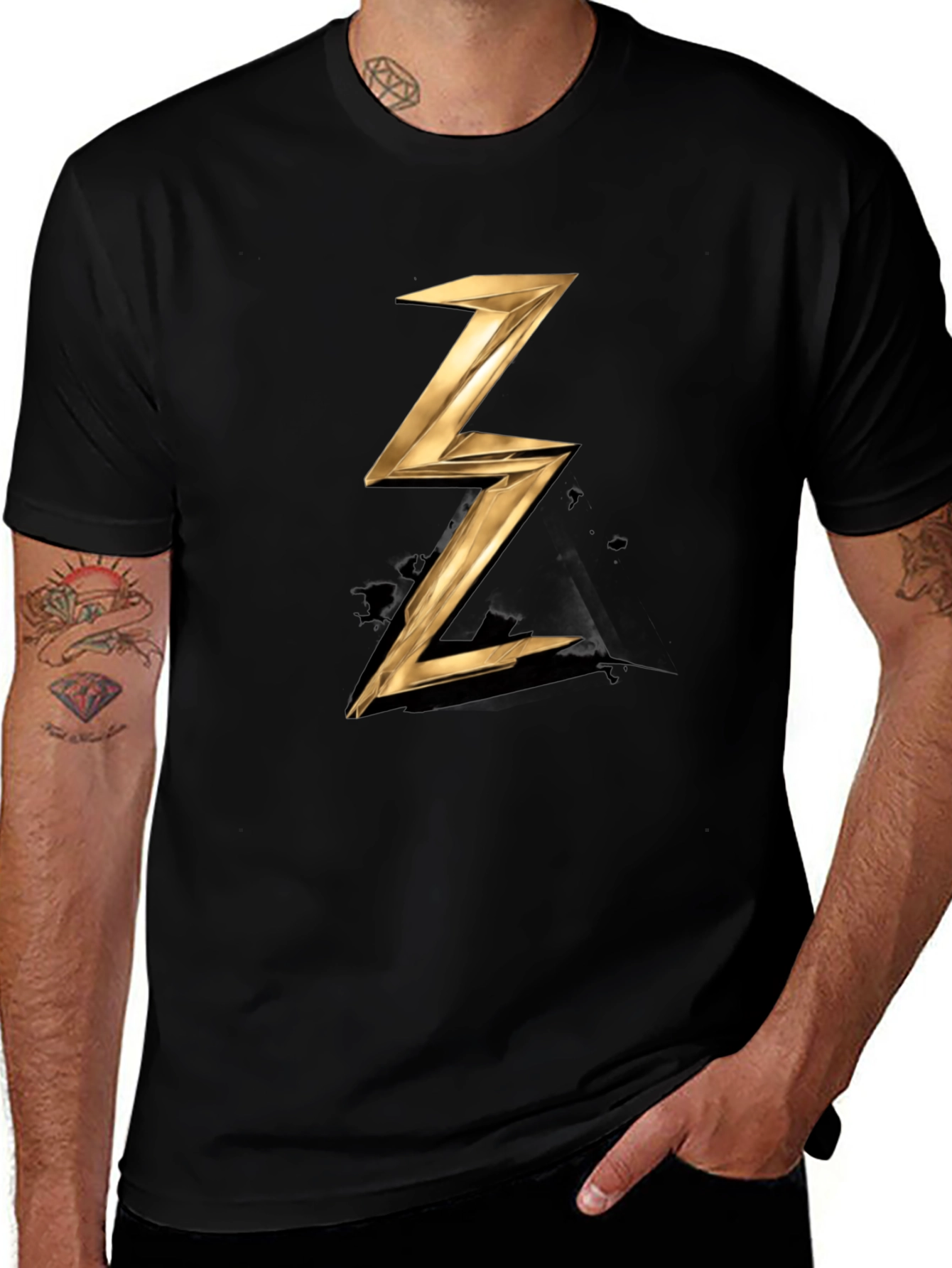 Golden Lightning Bolt T-Shirt - Stylish Graphic Tee