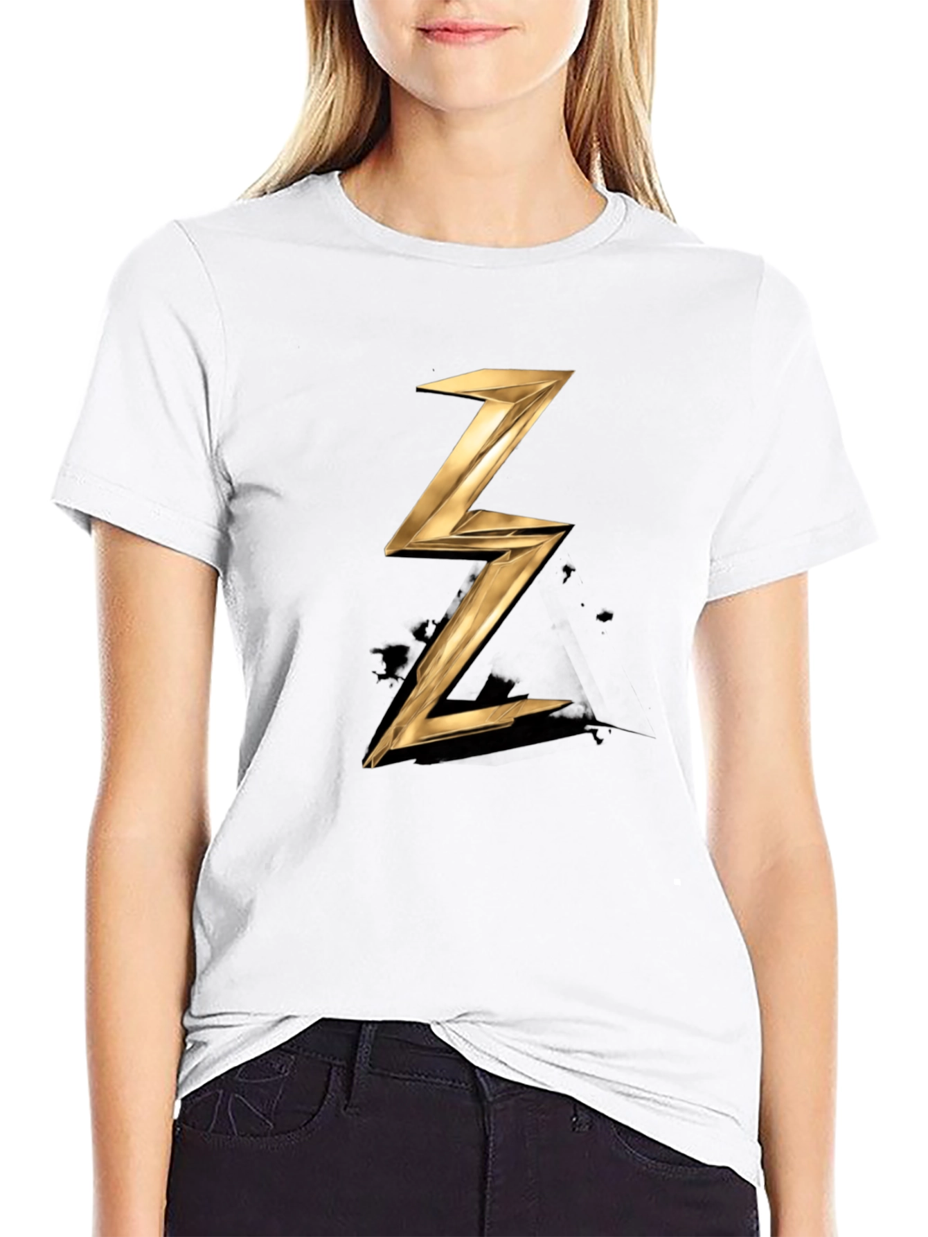 Golden Lightning Bolt T-Shirt - Stylish Graphic Tee
