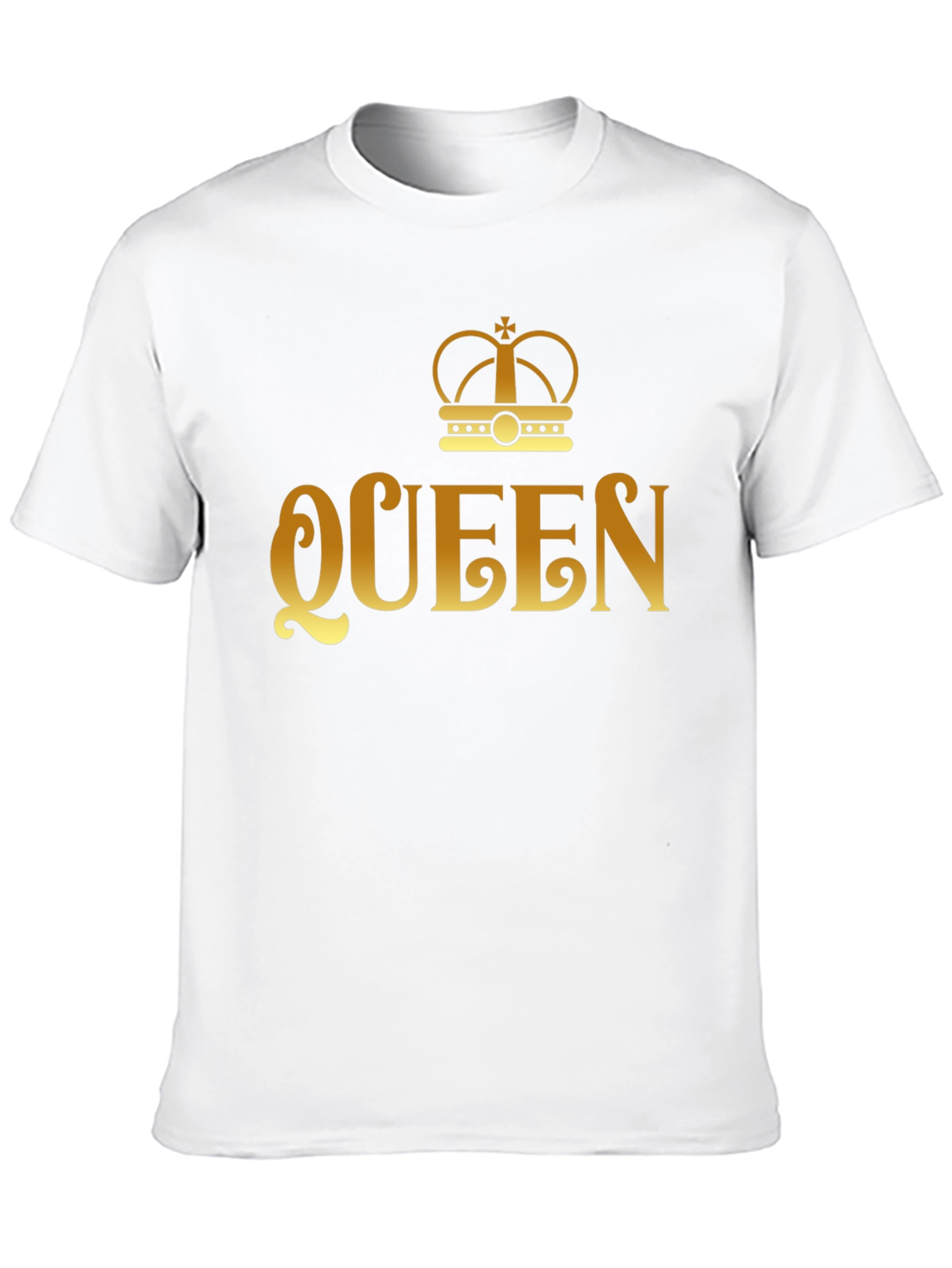 Queen Crown Gold Print Black T-Shirt