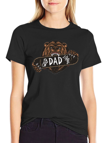 Wild Dad Strong Graphic Tee - Bear Skateboard Design