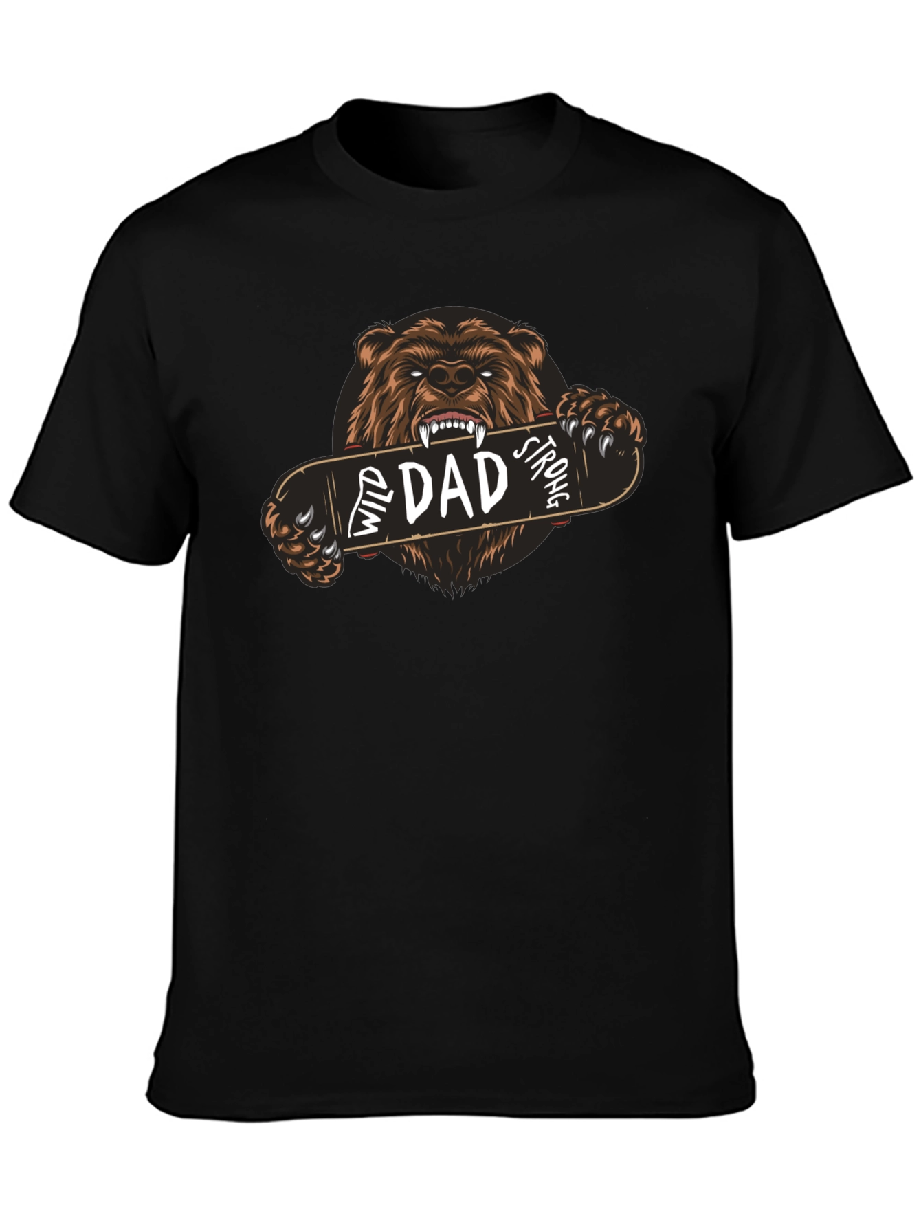 Wild Dad Strong Graphic Tee - Bear Skateboard Design