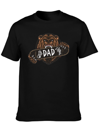 Wild Dad Strong Graphic Tee - Bear Skateboard Design