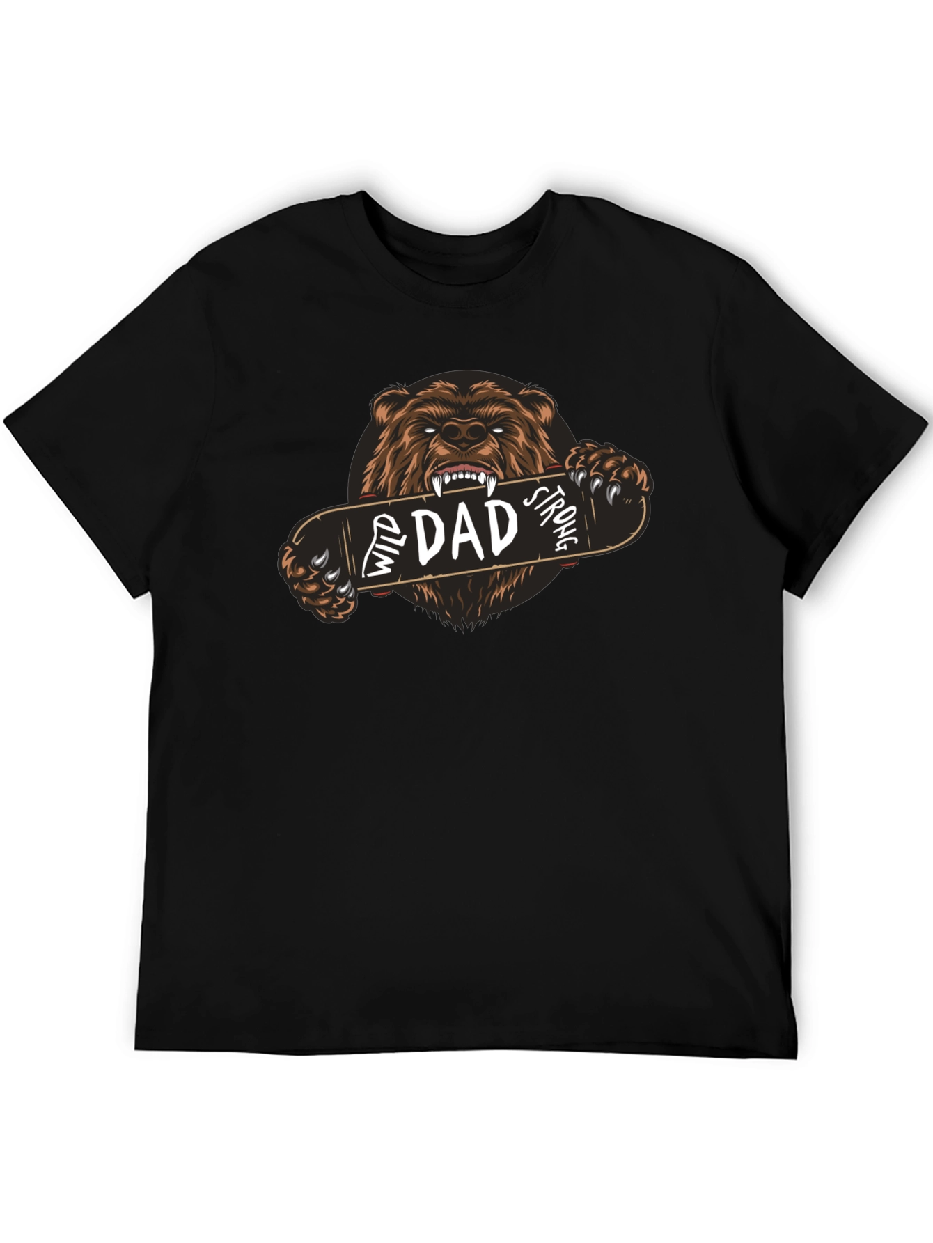 Wild Dad Strong Graphic Tee - Bear Skateboard Design