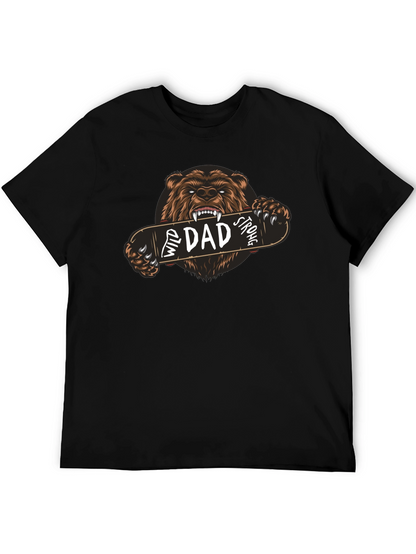 Wild Dad Strong Graphic Tee - Bear Skateboard Design