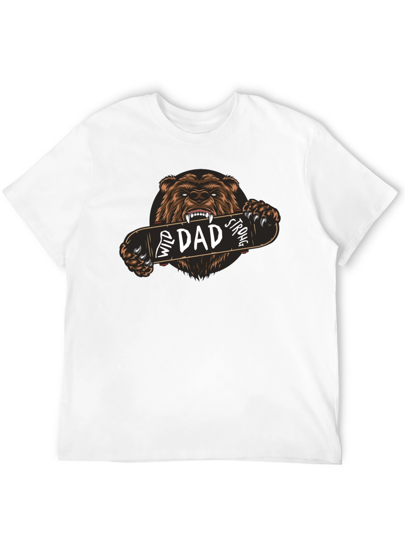 Wild Dad Strong Graphic Tee - Bear Skateboard Design