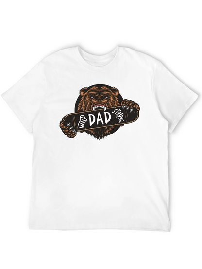 Wild Dad Strong Graphic Tee - Bear Skateboard Design