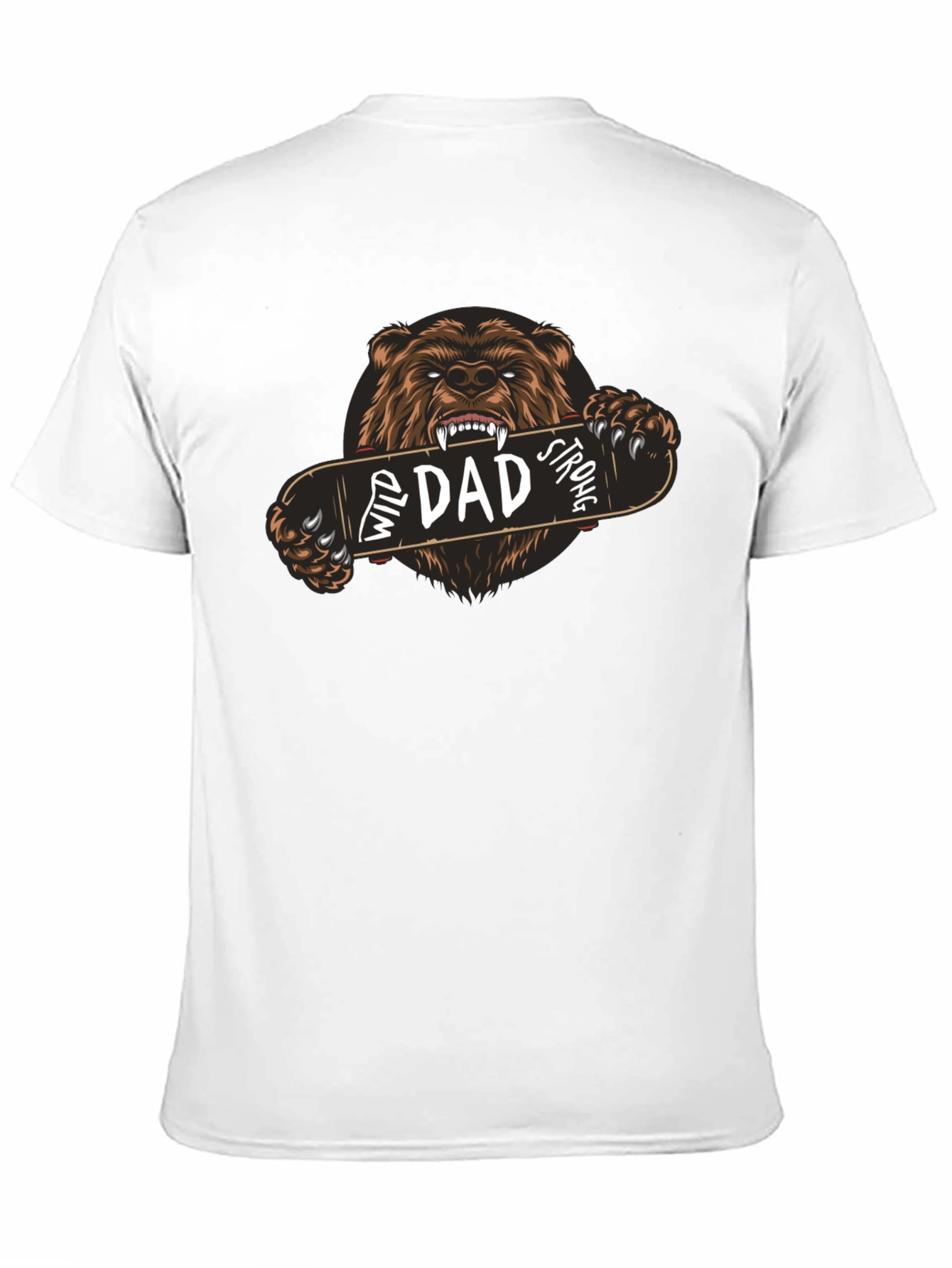 Wild Dad Strong Graphic Tee - Bear Skateboard Design