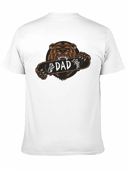 Wild Dad Strong Graphic Tee - Bear Skateboard Design