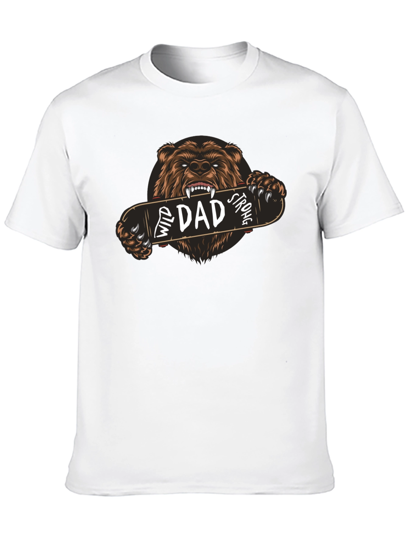 Wild Dad Strong Graphic Tee - Bear Skateboard Design