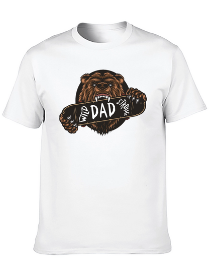 Wild Dad Strong Graphic Tee - Bear Skateboard Design