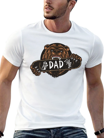 Wild Dad Strong Graphic Tee - Bear Skateboard Design