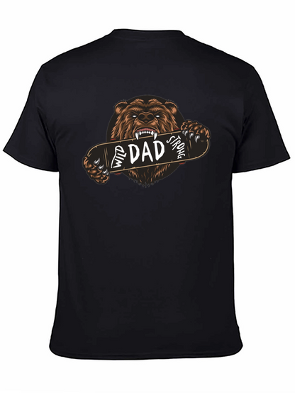 Wild Dad Strong Graphic Tee - Bear Skateboard Design