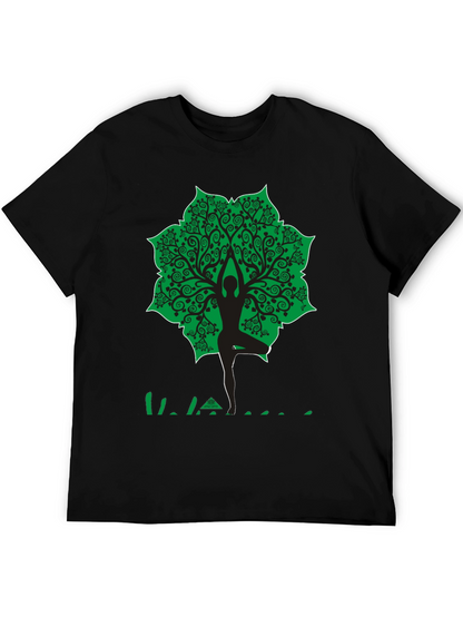 Yoga Tree Pose Graphic T-Shirt - Black