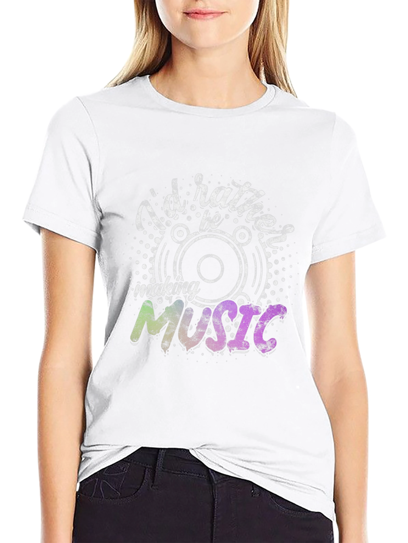 Id Rather Be Making Music Graphic Black T-Shirt